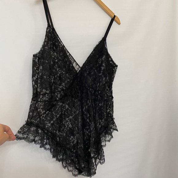 VTG Victoria's Secret M Gold Crown Label M Black Lace Lingerie Teddy Feminine - Picture 7 of 16